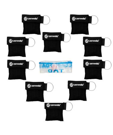 Beating mask key rings 10 pieces (black) - CPR mask face shield - First aid ventilation masks for adults and children - Perfect protection for emergencies