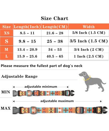 Heele Bohemian Orange Dog Collar | Adjustable Collars for Small & Medium Dogs | Comfortable & Robust | Perfect for Puppies - Length 25-38cm - Buy Online on GoSupps.com
