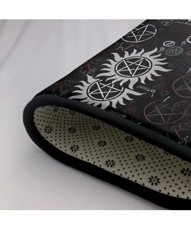 Supernatural Symbols Black Flannel Non-Slip Floor Mat - 63x48 Inches Comfortable & Lint-Free | Ideal for Home & Office - Buy Online on GoSupps.com