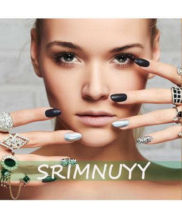 Buy Square Press on Nails - Short Sea Blue Glossy Acrylic Fake Nails with Golden Glitter | 24 Pcs Full Cover Stick-on Nails for Women & Girls - Buy Online on GoSupps.com