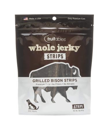 Fruitables Whole Jerky Dog Treats | Jerky Strips for Dogs | Gluten Free, Grain Free, Wheat Free | Made with Premium Meat and No Added Fillers 5 Ounce (Pack of 1) Grilled Bison