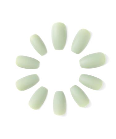Brishow Green Press On Nails - Matte Ballerina Acrylic Fake Nails | 24 Piece Set for Women & Girls - Glue-On Short Artificial Nails - Buy Online on GoSupps.com