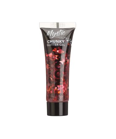 Mystic Chunky Face & Body Glitter Gel by Moon Glitter - Valentines - Cosmetic Festival Glitter Face Paint for Face Body Hair Nails - 12ml