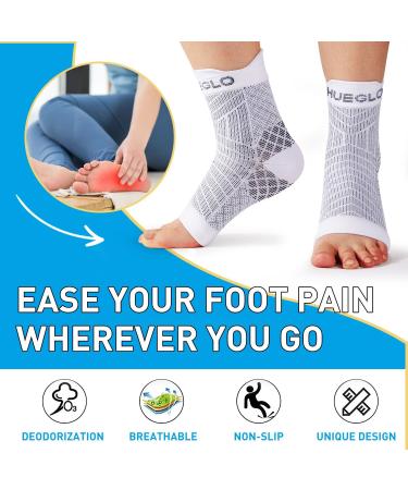 HUEGLO Plantar Fasciitis Compression Socks - 4 Pairs, Ankle Support Brace for Men & Women, Pain Relief, Anti-Slip Foot Support - Black - Buy Online on GoSupps.com