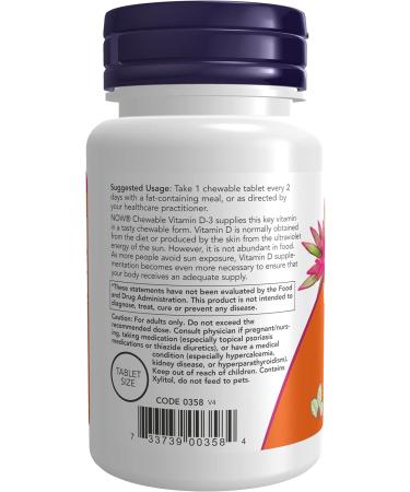 Now Foods Vitamin D-3 5000 IU - 120 Chewable Tablets - Buy Online on GoSupps.com