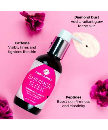 Shimmer Sleek Firming Body Illuminator | Glowing Lotion & Luminizer - Blurs Imperfections | Peptides & Caffeine - 4 Fl Oz | International Shipping Available - Buy Online on GoSupps.com
