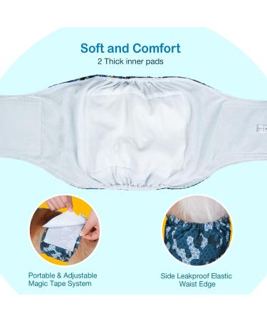 Dono Pack of 3 Washable Diapers for Male Dogs - Super Absorbent Fits Small to Large Dogs - Army L Design - Buy Online on GoSupps.com