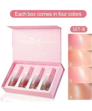 HERBENJOY Cream Blush Set - 4 Colors Soft Blushers for Cheeks - Lightweight & Smudgeproof Liquid Blush - Dewy Finish - SET B 1ml - Buy Online on GoSupps.com