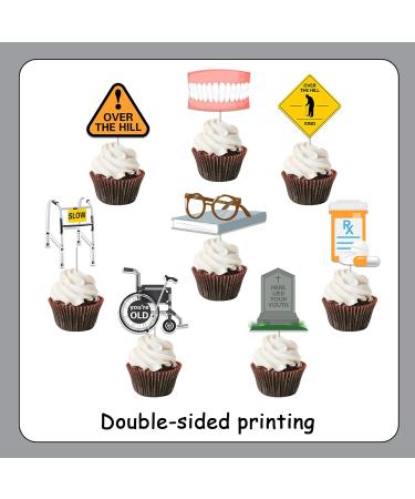 36 Pieces Over The Hill Cupcake Toppers Old Age Cake Decorations Funny Over The Hill Birthday Decor Old People Retirement Party Supplies - Buy Online on GoSupps.com