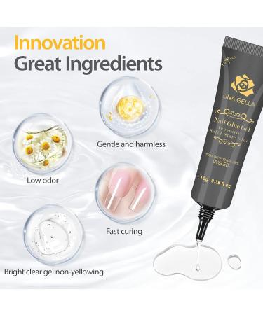 UNA GELLA Solid Nail Glue Gel 20ml | Super Strong Acrylic Nails Extension Adhesive | Lamp Curing Needed for Long Lasting Results - Buy Online on GoSupps.com