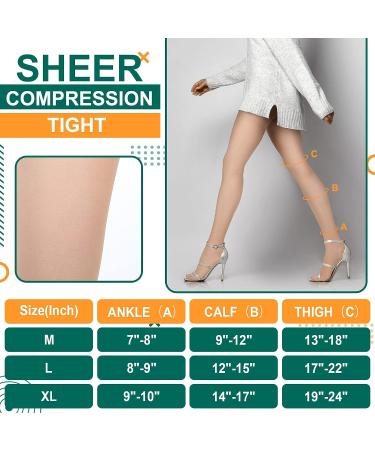3 Pairs Sheer Compression Pantyhose 20-30 mmHg | Graduated Support Stockings for Women | Medium Size | Ideal for Swelling, Varicose Veins, Edema, Pregnancy - Buy Online on GoSupps.com