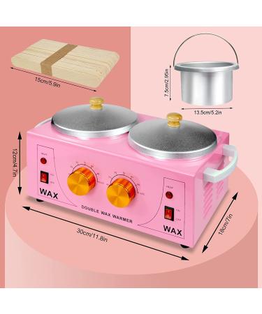 Professional Double Wax Warmer Machine for Hair Removal | Electric Wax Heater for Paraffin Spa | 100 Waxing Cloth & 50 Wooden Sticks | Pink - Buy Online on GoSupps.com