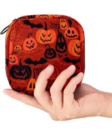 Halloween Pumpkin Bat Sanitary Napkin Storage Bag - Menstrual Cup Pouch for Women/Girls/Ladies - Color 9 - Buy Online on GoSupps.com