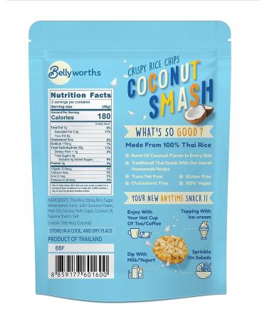 Coconut Smash Rice Chips - Vegan & Gluten-Free Snacks - Healthy Thai Crispy Rice Crackers (Pack of 4) - Buy Online on GoSupps.com