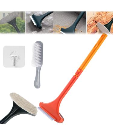 Realisticm 2 in 1 Mesh Cleaner Brush 2 in 1 Multifunctional Screen Brush Window Screen Cleaning Brush with Scraper Double Sided Wet and Dry Dual Purpose (Orange)