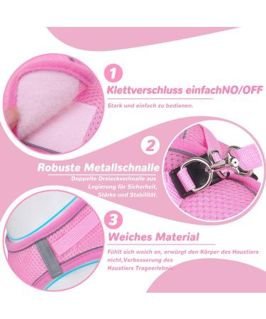 Adjustable Cat Dishes Set with Leash - Soft Lined & Breathable Mesh for Cats Kittens Dogs & Puppies (Pink Large) - Buy Online on GoSupps.com