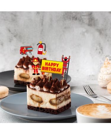 NICENEEDED 42 Pcs Fireman Cake Toppers Fire Truck Hydrant Cupcake Picks Firefighter Cake Decoration Fireman Themed Happy Birthday Cake Toppers for Baby Shower Birthday Party Decoration - Buy Online on GoSupps.com