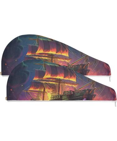 Buy Sailboat Hair Towel 2 Pack - Super Absorbent Quick Dry Hair Turbans for Women & Girls | Perfect Hair Drying Solution - Buy Online on GoSupps.com