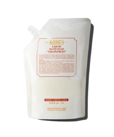 Kiehl's Grapefruit Liquid Hand Soap Scented Hand Wash to Soothe & Condition Skin Non-drying with Coconut-derived Cleansers Vitamin E & Botanical Extracts All Skin Types Grapefruit Citrus Scent 33.8 Fl Oz / 1 Liter (Re
