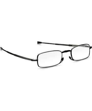 Buy Read Optics Foldable Full-Rim Reading Glasses for Men/Women - Prescription 2.0 Black Rectangular Style Includes Hard Shell Case & Travel Aid - Buy Online on GoSupps.com