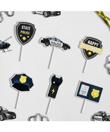 Police Themed Happy Birthday Cupcake Toppers 18-PC Set - Perfect for a boy or girl's police themed birthday party baby shower party or police retirement party decorations - SugarGera - Buy Online on GoSupps.com