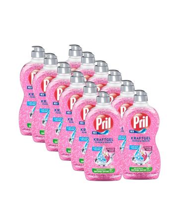 Pril Kraft Gel Power & Pearls (14x 450 ml) hand dishwashing detergent with high fat resolution for clean dishes with brilliant shine and fresh boost 450 ml (14 pack)