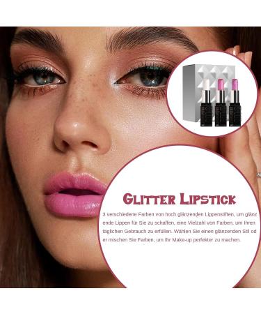  Pruojhw Lip Shine Set of 3 Glitter Lipsticks - Glossy Lipstick - For Women and Girls - For Parties Travel Office Home Everyday Wear Commuting Valentine's Day and - Buy Online on GoSupps.com