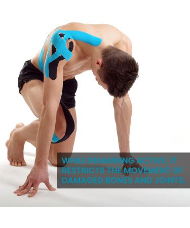 CHOKAS Kinesiology Tape 5m Roll - Waterproof Therapeutic Sports Tape for Pain Relief - Shoulder, Ankle, Elbow, Wrist, Knee Support - Blue - Buy Online on GoSupps.com