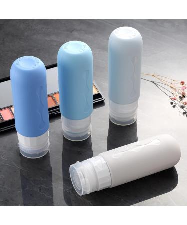 Gemice Silicone Travel Bottle 4 Pack Portable Travel Containers Set LeakProof Refillable Squeezable for Lotion Liquid Shampoos Soap and Toiletries (90ml) Blue - Buy Online on GoSupps.com