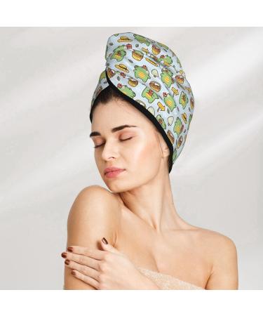 Buy Cute Crocodile Microfiber Hair Towel Wrap - Super Absorbent Quick Dry Hair Cap for Women with Long Curly & Thick Hair - Buy Online on GoSupps.com