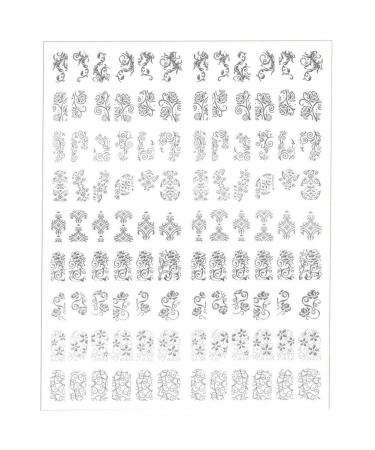 Warm Girl 108Pcs 3D Silver Flower Nail Art Stickers Decals Stamping DIY Decoration Tools Sliver