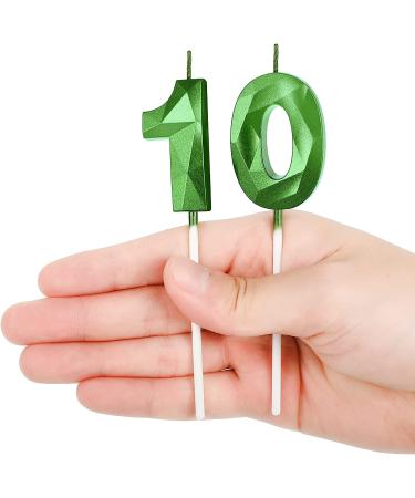 10th Birthday Number Candles - Happy Birthday Cake Topper Decoration in Green - Buy Online on GoSupps.com