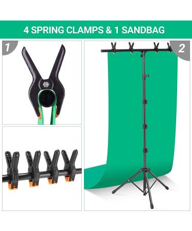 Coliflor T-Shape Portable Backdrop Stand 6.5x3.2ft - Adjustable Photo Background Stand Kit with Spring Clamps and Carry Bag for Parties, Photography, and Video Studio - Buy Online on GoSupps.com