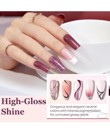 Modelones Gel Nail Polish 6 Colors White Soft Pink Gel Polish Classic Nude Purple Glitter Nail Polish Gel Soak Off U V Gel Nail DIY Salon Manicure French Popular Nails Art Gifts for Women - Buy Online on GoSupps.com