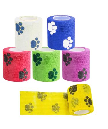 Meiyaa Self Adhesive Bandage 6 Rolls Pet First Aid Cohesive Bandage Non Woven Breathable Wrap for Dog Cat or other Animals (A)
