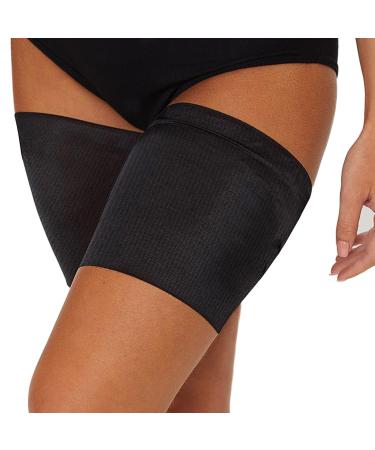 Black Pair Anti Chafing Thigh Bands Elastic Non Slip Leg Comfort Running Sports (Size D - (58CM - 65CM))