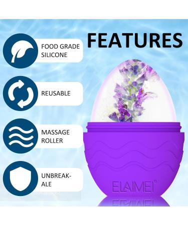 Buy Silicone Egg Shape Ice Roller - Reusable Face Care Tool for Puffy Eyes & Tight Skin Treatment (Purple) - International Shipping Available - Buy Online on GoSupps.com