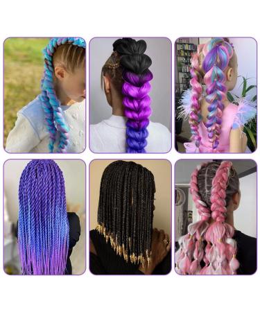 Shop Aomig Ombre Braids Extensions - 2PC Synthetic Hair for Box Braids | 24 Strands - Purple Light Violet Seaside Blue - Buy Online on GoSupps.com