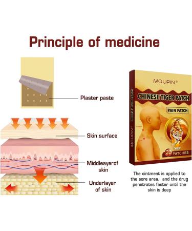 MQUIN Pain Relief Patches - 20 PCS Chinese Tiger Herbal Patch for Knee, Back, Joint, Muscle, Neck Pain - Buy Online on GoSupps.com