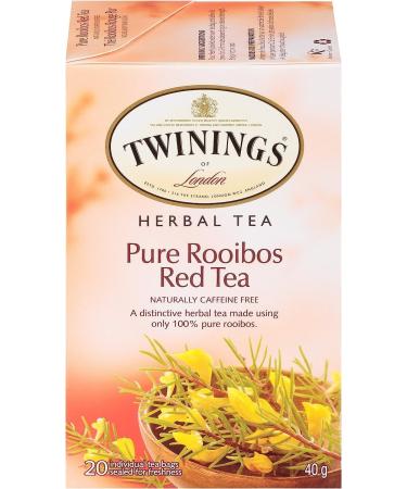 Twinings Pure Rooibos Red Individually Wrapped Tea Bags | Naturally Caffeine-Free | 20 Count (Pack of 6) | Enjoy Hot or Iced Pure Rooibos Red 20 Count (Pack of 6) - Buy Online on GoSupps.com