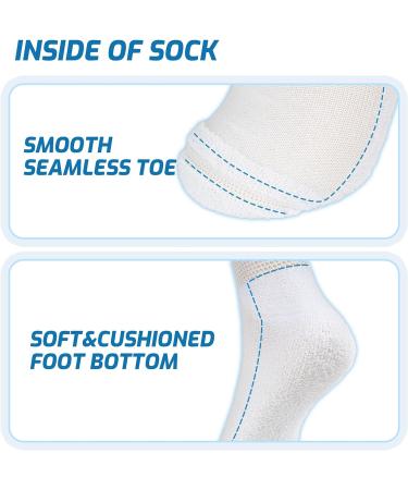LIN Diabetic Socks for Men & Women - Non-Binding Circulatory Socks - Extra Wide Top - Ideal for Edema, Neuropathy, Lymphedema - 4 Pairs Quarter/White - Size 9-11 - Buy Online on GoSupps.com