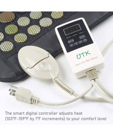 UTK Far Infrared Jade & Tourmaline Heating Pad - Small Pro (23.5X16) | Pain & Cramps Relief with Smart Controller, Auto Shut Off, Travel Bag - Buy Online on GoSupps.com