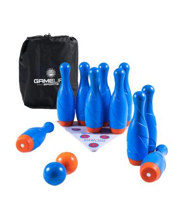 GAMELIFE SPORTS MagnaRack Bowling, Includes 10 Magnetic Bowling Pins, 2 Balls, Bowling Mat, Carry Bag, Great Toy Gift, Early Education, Indoor & Outdoor Games, Toddler, Child, Boys & Girls