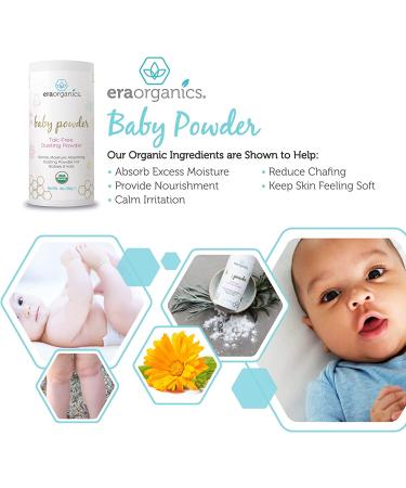 Organic Talc-Free Baby Powder for Chafing & Moisture Control - Non-Toxic, Non-GMO, Cruelty-Free Baby Care by Era Organics - Buy Online on GoSupps.com