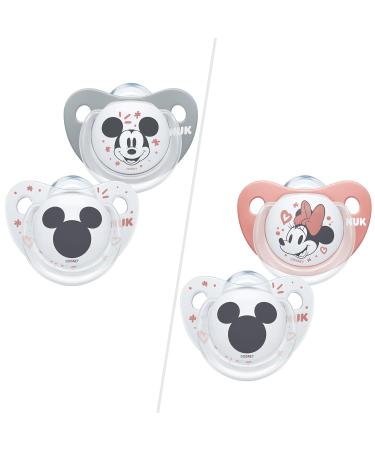 NUK Disney Baby Dummies - Mickey & Minnie Mouse 6-18 Months BPA Free Silicone Soothers - 2 Pack International Shipping Available - Buy Online on GoSupps.com