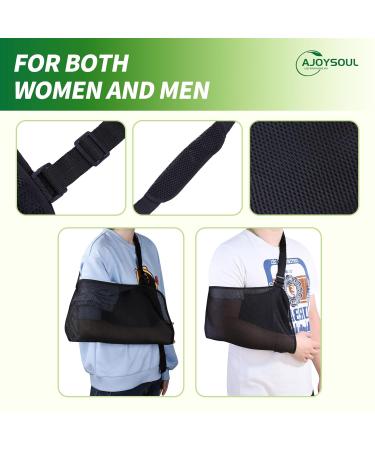 Arm Support Sling for Elbow Wrist & Shoulder Injuries - Lightweight Adjustable Arm Sling for Men & Women - Large Black - Buy Online on GoSupps.com