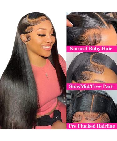ALI PANDA 13x6 HD Transparent Lace Frontal Wig 28 Inch Straight Human Hair | Pre-plucked, Glueless, 180% Density for Black Women - Buy Online on GoSupps.com