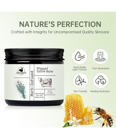 Handmade Whipped Tallow Balm - Whipped Moisturizer for Face & Body - All-Natural Skin Care for Soft Hydrated Skin Organic Body Butter with Infused Olive Oil for Eczema Rosacea Baby - 1.3 oz - Buy Online on GoSupps.com