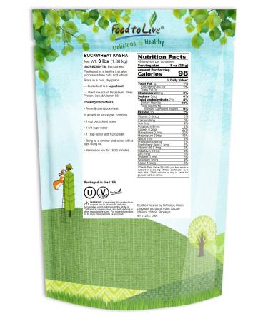 Buckwheat Kasha 3 Pounds - Non-GMO Verified Grechka Toasted Whole Groats - Kosher - Rich in Fiber, Copper, Manganese, Magnesium - Sirtfood - Bulk Packaging - Buy Online on GoSupps.com