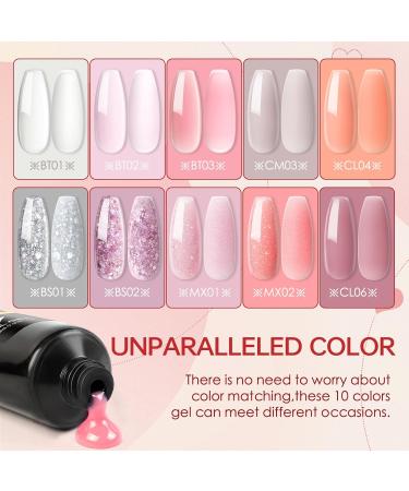 PEACECOLOR Poly Nail Gel Kit with U V Nail Lamp Starter Kit 10 Colours Nail Gel Builder Set with Slip Solution Base Coat Glossy Matte Top Coat Basic Poly Extension Gel Nail Art Tools for Beginner - Buy Online on GoSupps.com